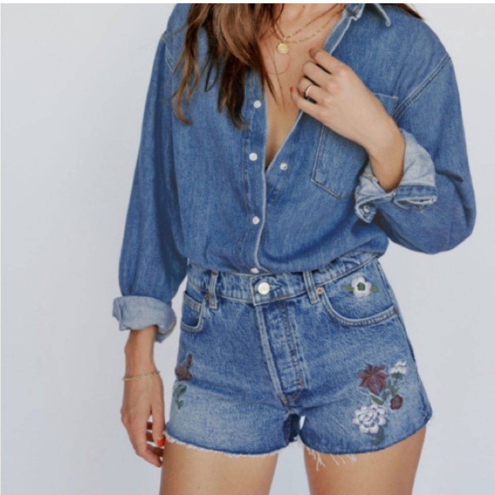 Reformation Cynthia High-Rise Embroidered Shorts size 23 - Picture 2 of 11